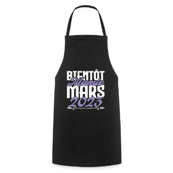 Annonce grossesse. bientôt Mamie Mars 2023. - Tablier de cuisine - noir - Devant - AI Model Male 185 dark (185cm)