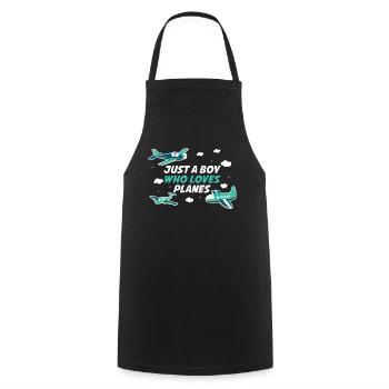Just A Boy Who Loves Planes Pilot Gift - Cooking Apron - black - Front - AI Model Male 185 dark (185cm)