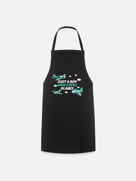 Just A Boy Who Loves Planes Pilot Gift - Cooking Apron - black