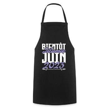 Annonce grossesse. bientôt Mamie Juin 2023. - Tablier de cuisine - noir - Devant - AI Model Male 185 dark (185cm)