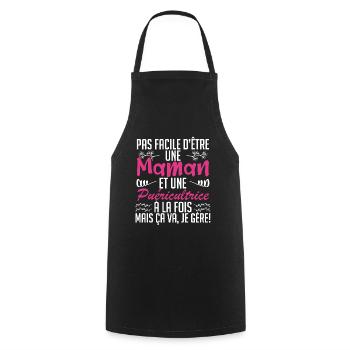 pas facile d'être une maman et une Puéricultrice. - Tablier de cuisine - noir - Devant - AI Model Male 185 dark (185cm)
