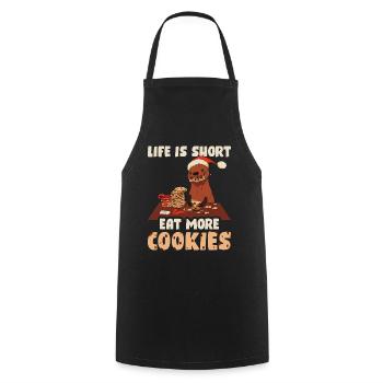 La vie est courte Mangez plus de biscuits Cookie Gift - Tablier de cuisine - noir - Devant - AI Model Male 185 dark (185cm)