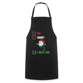 I Swear I Tried Naughty or Cute Gift - Cooking Apron - black - Front - AI Model Male 185 dark (185cm)