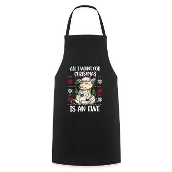 Christmas Ewe Ugly Christmas Sweater Gift - Cooking Apron - black - Front - AI Model Male 185 dark (185cm)