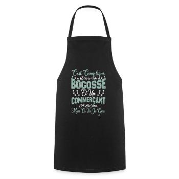 c'est compliqué d'être un Bogosse et un Commerçant - Tablier de cuisine - noir - Devant - AI Model Male 185 dark (185cm)