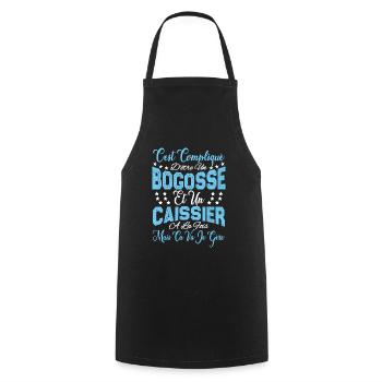 c'est compliqué d'être un Bogosse et un Caissier. - Tablier de cuisine - noir - Devant - AI Model Male 185 dark (185cm)