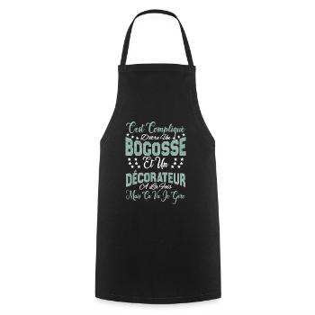 c'est compliqué d'être un Bogosse et un Décorateur - Tablier de cuisine - noir - Devant - AI Model Male 185 dark (185cm)