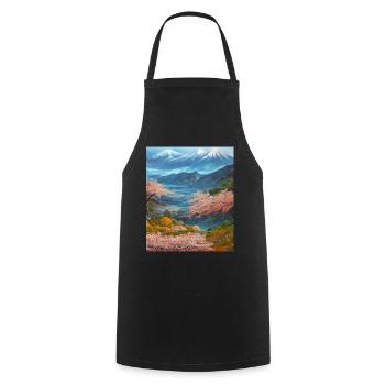 Haruno Japanese Cherry Blossom Illustration Japon - Tablier de cuisine - noir - Devant - AI Model Male 185 dark (185cm)