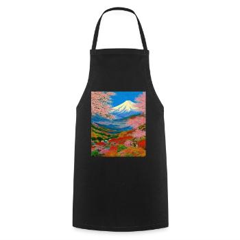Haruno Japanese Cherry Blossom Illustration Japan - Cooking Apron - black - Front - AI Model Male 185 dark (185cm)