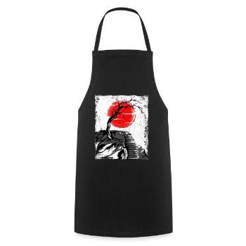 Haruno Japanese Cherry Blossom Illustration Japon - Tablier de cuisine - noir - Devant - AI Model Male 185 dark (185cm)