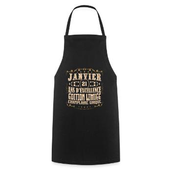 Vintage Janvier 21 ans. anniversaire janvier. - Tablier de cuisine - noir - Devant - AI Model Male 185 dark (185cm)