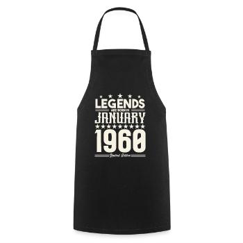 Cadeau Légende Janvier 1960. cadeau janvier 1960. - Tablier de cuisine - noir - Devant - AI Model Male 185 dark (185cm)