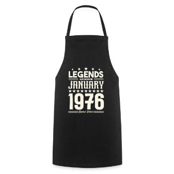 Cadeau Légende Janvier 1976. cadeau janvier 1976. - Tablier de cuisine - noir - Devant - AI Model Male 185 dark (185cm)