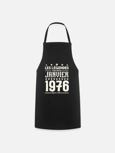 cadeau d'anniversaire janvier 1976. Janvier 1976. - Tablier de cuisine - noir