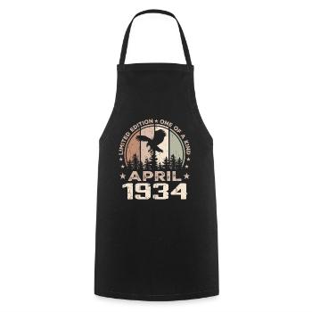 Incomparable depuis avril 1934, 90e Anniversaire - Tablier de cuisine - noir - Devant - AI Model Male 185 dark (185cm)