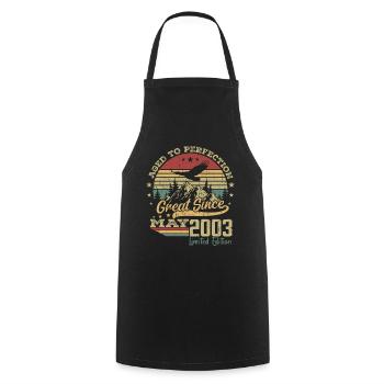 21 years old Aged to Perfection born in May 2003 - Cooking Apron - black - Front - AI Model Male 185 dark (185cm)