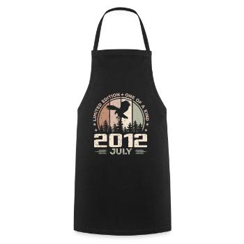 Incomparable since July 2012, 12th Anniversary - Cooking Apron - black - Front - AI Model Male 185 dark (185cm)