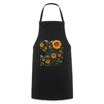 Sonnenblumenranke Sonnenblume Sonnenblumenstrauß - Kochschürze - Schwarz - Vorne - AI Model Male 185 dark (185cm)