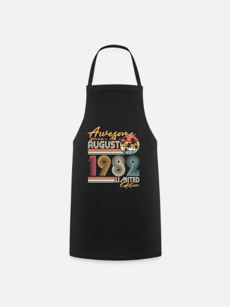 August 1982 Vintage Birthday Retro - Cooking Apron - black