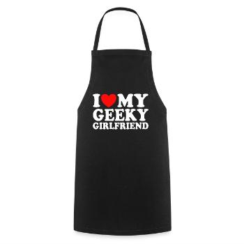 J'aime Ma Petite Amie Geek J'Adore Ma Copine Geek - Tablier de cuisine - noir - Devant - AI Model Male 185 dark (185cm)