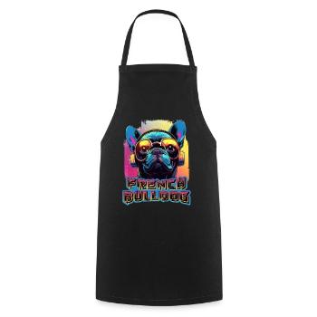 French Bulldog Wearing Sunglasses And Headphones - Cooking Apron - black - Front - AI Model Male 185 dark (185cm)