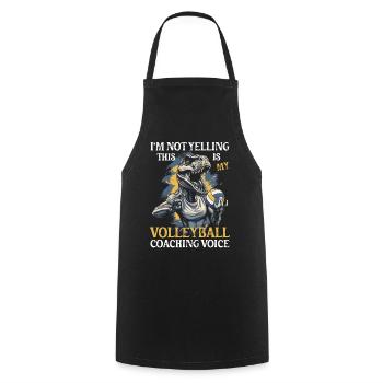 Entraîneur de volleyball Cadeau Volleyball T-Rex - Tablier de cuisine - noir - Devant - AI Model Male 185 dark (185cm)