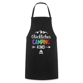 Glückliches Camping Kind Campingplatz Camper - Kochschürze - Schwarz - Vorne - AI Model Male 185 dark (185cm)