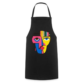 Conception d’art de visage abstrait audacieux et coloré - Tablier de cuisine - noir - Devant - AI Model Male 185 dark (185cm)
