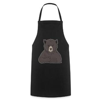 Ours brun grincheux avec un majeur - Tablier de cuisine - noir - Devant - AI Model Male 185 dark (185cm)