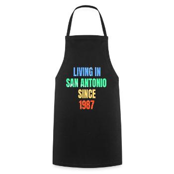 Retro Vintage Living In San Antonio Since 1987 - Cooking Apron - black - Front - AI Model Male 185 dark (185cm)