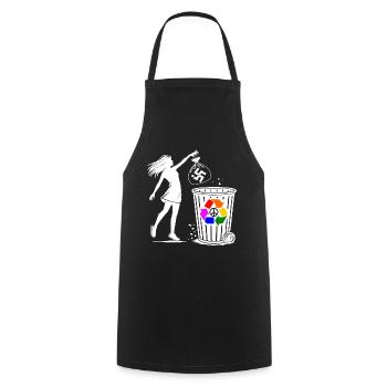 FCK NZS - Gegen Rechts - halte deine umwelt sauber - Kochschürze - Schwarz - Vorne - AI Model Male 185 dark (185cm)