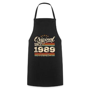 Original 1989 Vintage - Cadeau D’anniversaire 1989 - Tablier de cuisine - noir - Devant - AI Model Male 185 dark (185cm)