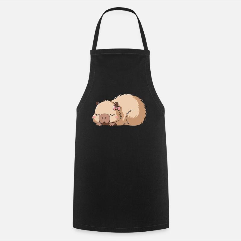 Süßes Capybara Rosa Schleife Capybara - Kochschürze - Schwarz