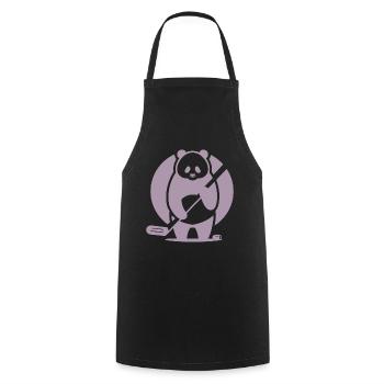 Panda Eishockey Spieler Silhouette - Kochschürze - Schwarz - Vorne - AI Model Male 185 dark (185cm)