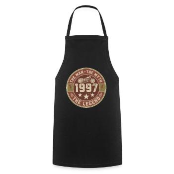 1997 Vintage Man Myth Legend Motorcycle Biker - Cooking Apron - black - Front - AI Model Male 185 dark (185cm)