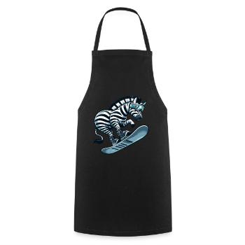 Zebra Snowboard Snowboarder Snowboard Mignon Bande Dessinée - Tablier de cuisine - noir - Devant - AI Model Male 185 dark (185cm)