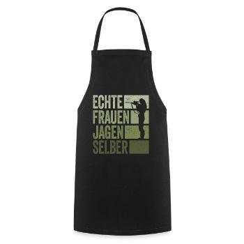 Jagd Jäger Jägerin Echte Frauen Jagen Selber - Kochschürze - Schwarz - Vorne - AI Model Male 185 dark (185cm)