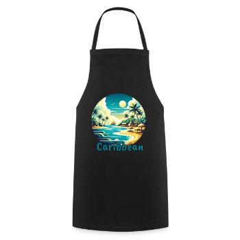 Karibik Urlaub Amerikanischer Strand - Kochschürze - Schwarz - Vorne - AI Model Male 185 dark (185cm)