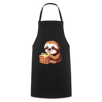 Faultier Liebt Italienische Lasagne - Kochschürze - Schwarz - Vorne - AI Model Male 185 dark (185cm)