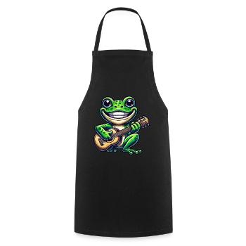 Grenouille mignonne avec guitare - Tablier de cuisine - noir - Devant - AI Model Male 185 dark (185cm)