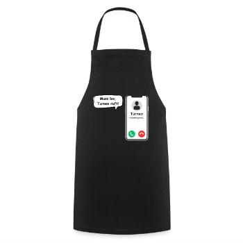 Gymnastics Calls - Sports Saying - ApriNoeScor - Cooking Apron - black - Front - AI Model Male 185 dark (185cm)
