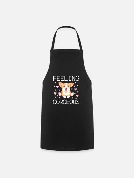 Feeling Corgeous - Mignon Corgi Chien Kawaii - Tablier de cuisine - noir