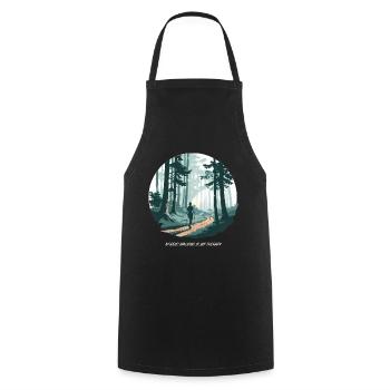 La marche nordique est ma thérapie – Running Forest Nature - Tablier de cuisine - noir - Devant - AI Model Male 185 dark (185cm)