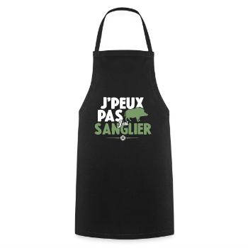 Je Peux Pas J'ai Sanglier Cadeau Chasseur - Tablier de cuisine - noir - Devant - AI Model Male 185 dark (185cm)