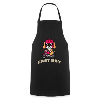Fast Puggle Boy Dog Cadeau Rétro - Tablier de cuisine - noir - Devant - AI Model Male 185 dark (185cm)