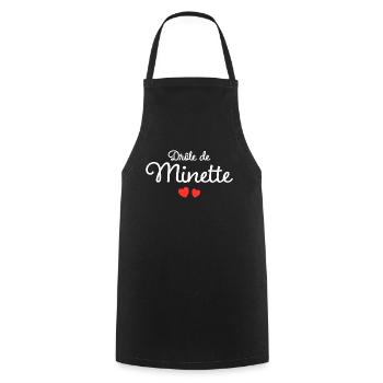 Drôle De Minette Humour Surnom Affectueux Femme - Tablier de cuisine - noir - Devant - AI Model Male 185 dark (185cm)