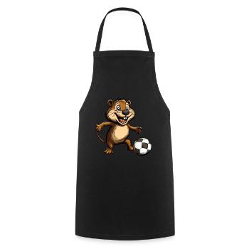 Biber Fussball - Kochschürze - Schwarz - Vorne - AI Model Male 185 dark (185cm)