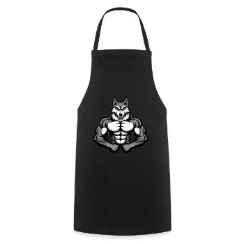 Husky Dog Muscles Bodybuilding - Cooking Apron - black - Front - AI Model Male 185 dark (185cm)
