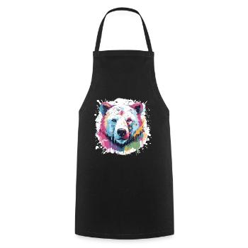 Polar Bear Animal Pop Art Head Polar Bear - Cooking Apron - black - Front - AI Model Male 185 dark (185cm)