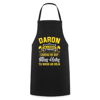 Daron cadeau de ouf mais tu nous as déjà papa - Tablier de cuisine - noir - Devant - AI Model Male 185 dark (185cm)